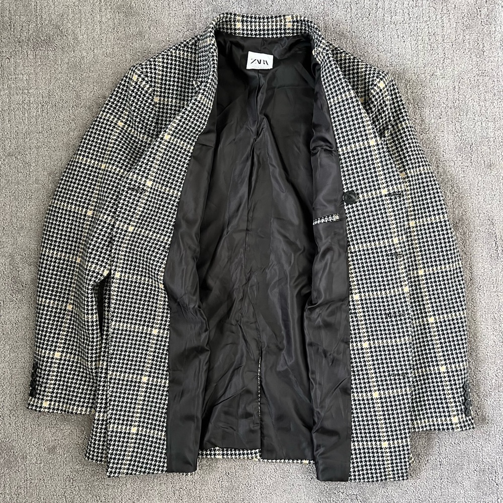Zara Double Breasted Houndstooth Peacoat - Picture 4 of 5